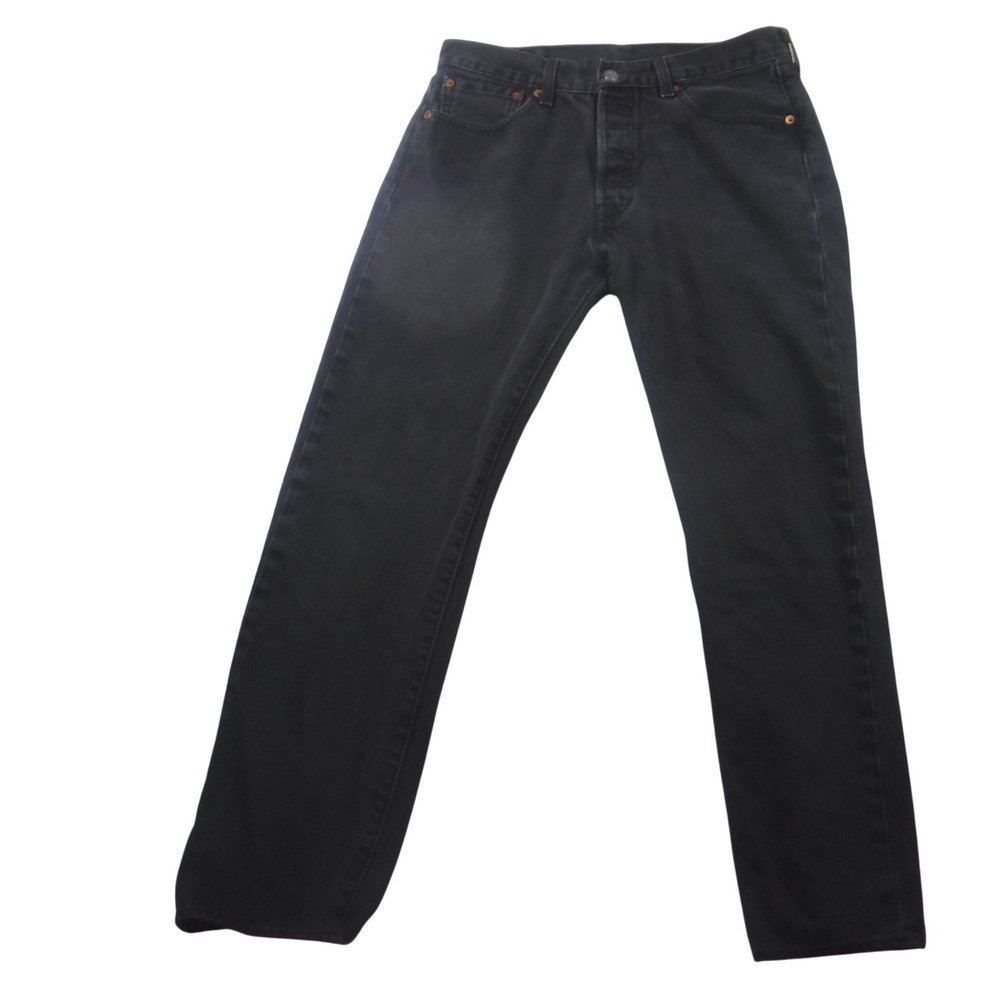 Levis 501 Original Fit Mens Black Straight Leg Button Fly Denim Jeans 32x30